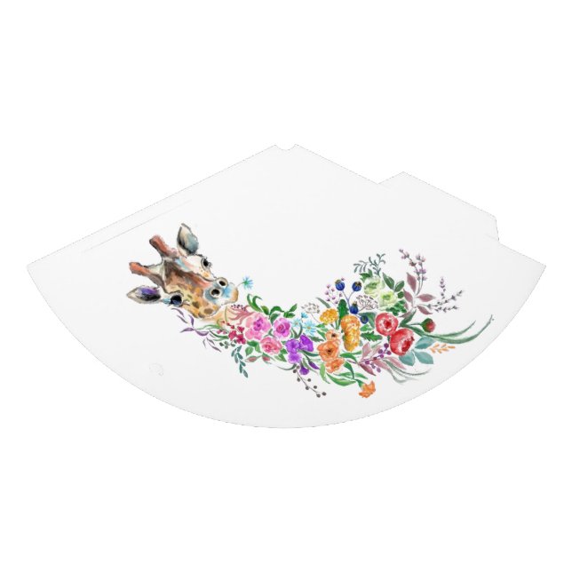Flowers Giraffe Paper Party Hat (Front)