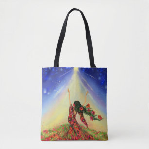 Flowers Girl Tote Bag Spring