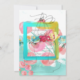 *~* Flowers Glitter Modern Abstract  Mint Invitati Invitation