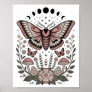 Flowers Goblincore Moth Butterfly Monophases Cotta Poster