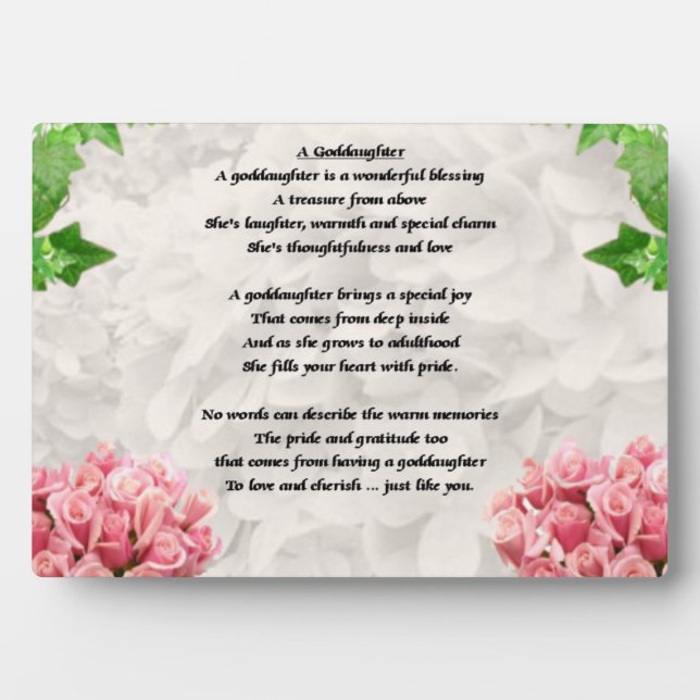 Flowers Goddaughter Poem Plaque (Front)