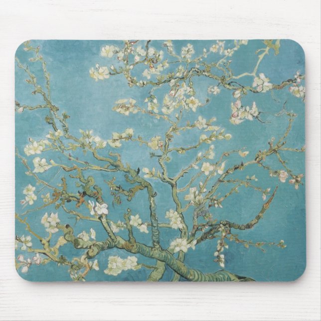 Flowers Gogh Branches Almond Blossoms Nature Mouse Mat (Front)