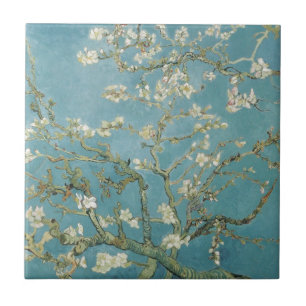 Flowers Gogh Branches Almond Blossoms Nature Tile