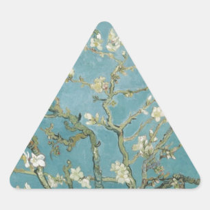 Flowers Gogh Branches Almond Blossoms Nature Triangle Sticker