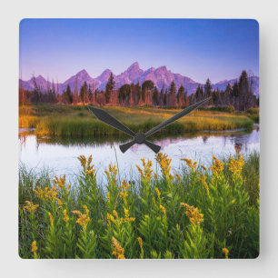 Flowers Grand Teton National Park, Wyoming Square Wall Clock