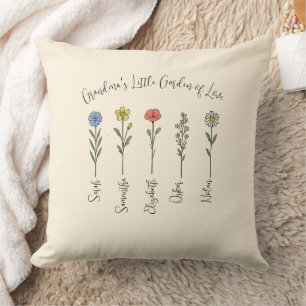 Flowers & Grandchildren's Names - Grandma's Garden Cushion