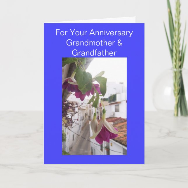 Flowers Grandparents Personalised Anniversary Card (Front)