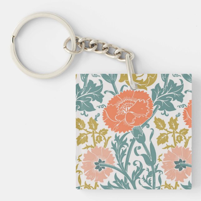 Flowers, Graphic Vintage Art Key Ring (Front)