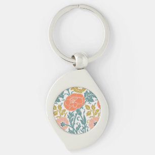 Flowers, Graphic Vintage Art Key Ring