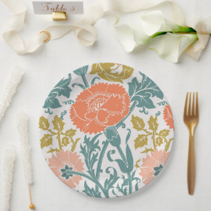 Flowers, Graphic Vintage Art Paper Plate