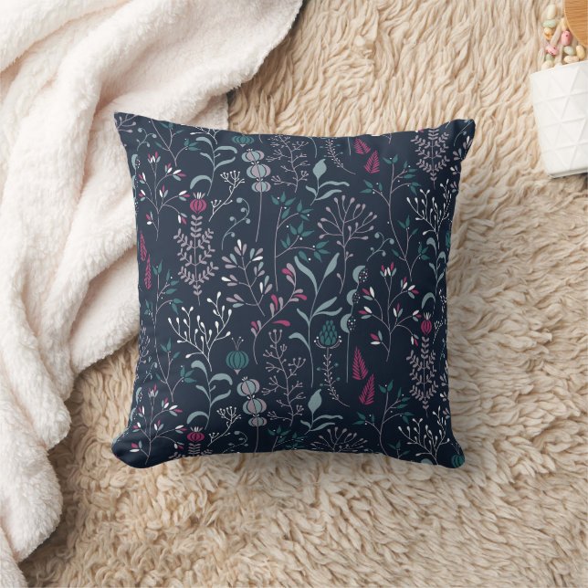 Flowers & Grass Botanical Pattern Cushion (Blanket)