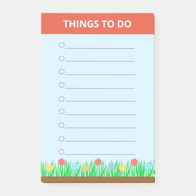 Flowers & Grass Personalised Things To Do Post-it Notes (Front)