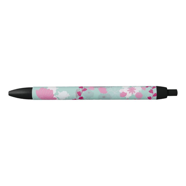 flowers green black ink pen (Front)
