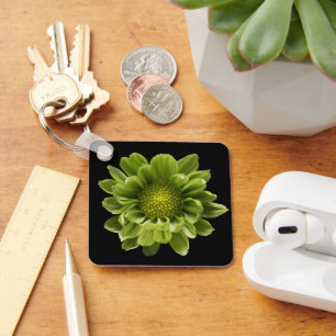 Flowers   Green Chrysanthemum Key Ring