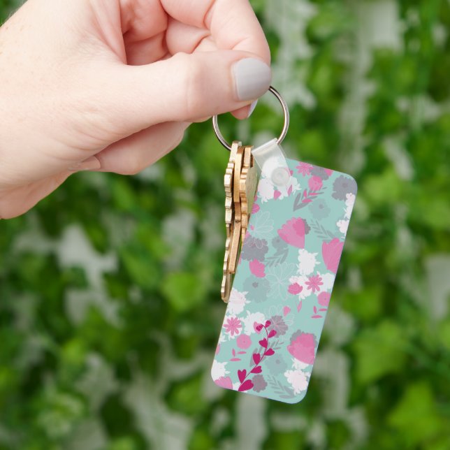 flowers green key ring (Hand)