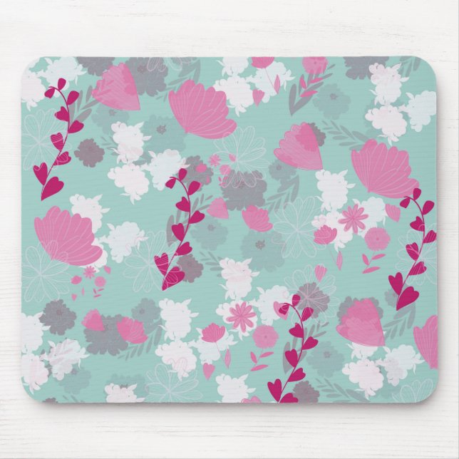 flowers green mouse mat (Front)
