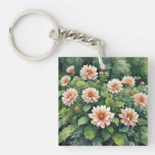 Flowers Greenery Elegant Watercolor Key Ring