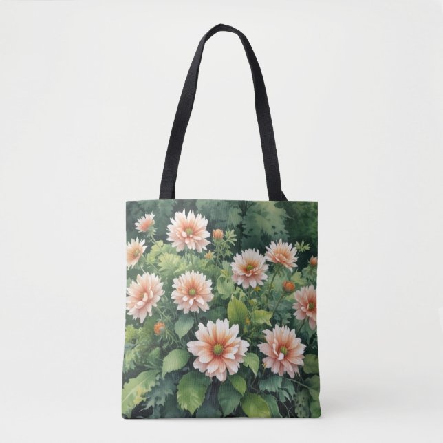 Flowers Greenery Elegant Watercolor Tote Bag (Front)