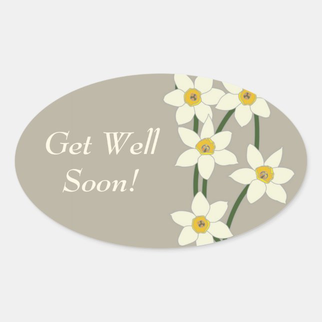 Flowers - Grey Get Well Soon Sticker (Front)