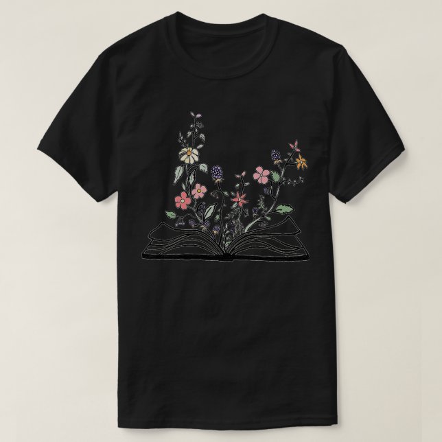 flowers growing from book beauty Sticker T-Shirt (Design Front)