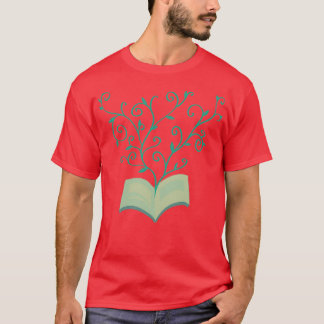 flowers growing from book Book lover Flower lover  T-Shirt