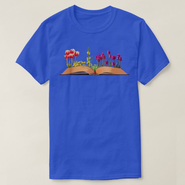 Flowers growing from book funny 2 T-Shirt (Design Front)