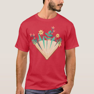 Flowers Growing From Book Funny Sticker T-Shirt