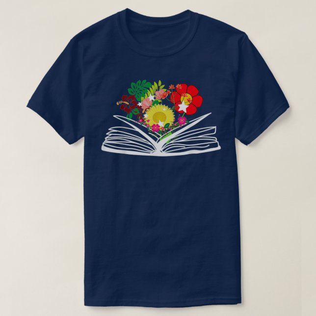 flowers growing from book funny T-Shirt (Design Front)