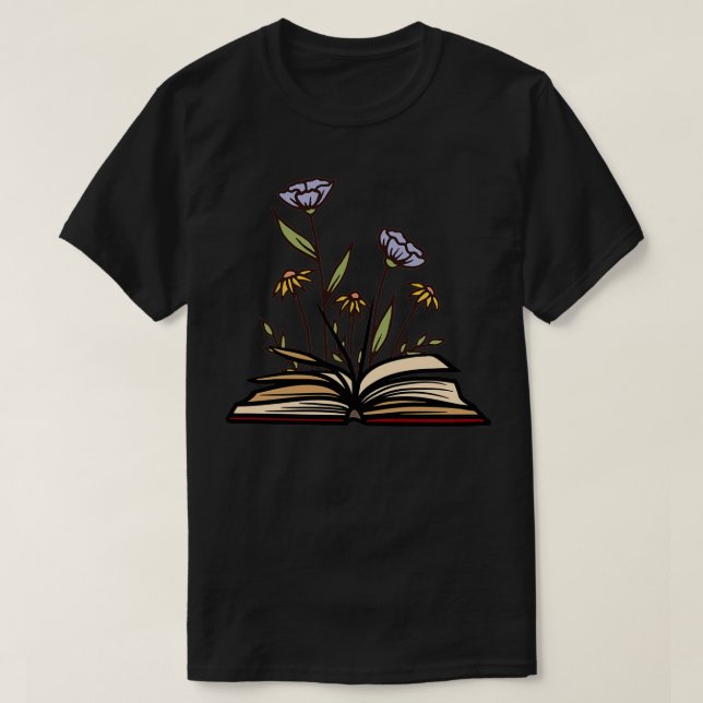 Flowers growing from book vintage style T-Shirt (Design Front)