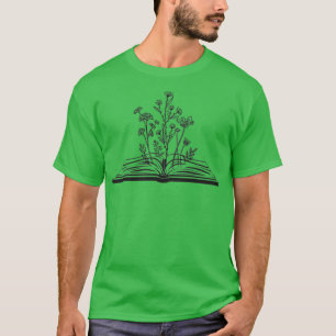 flowers growing from bookBook And Flower design fo T-Shirt