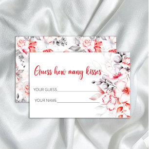 Flowers guess how many kisses bridal game stationery
