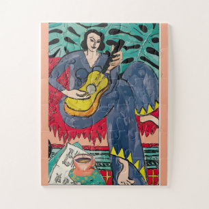 Flowers , Guitar and Coffee Art Deco Jigsaw Puzzle