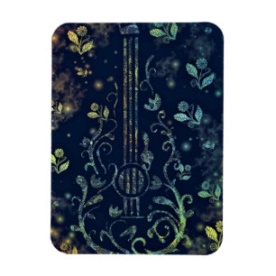 Flowers Guitar Art - Add Your Photo / Text Magnet