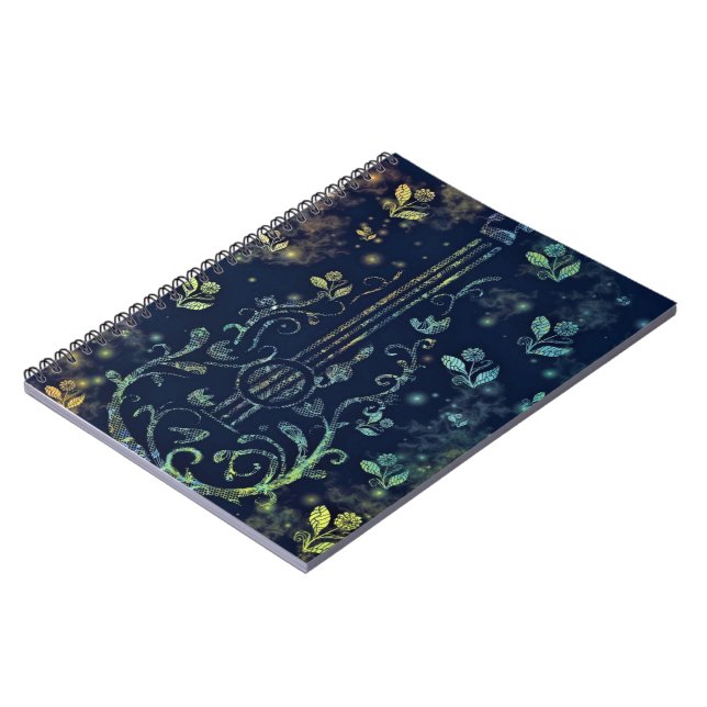 Flowers Guitar Art - Romantic Melody Notebook (Left Side)