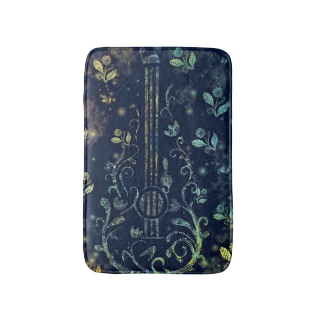 Flowers Guitar Bath Mat Modern Design (Front Vertical)