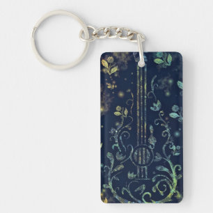 Flowers Guitar Keychain Gift