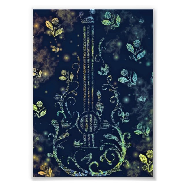Flowers Guitar Photo Print (Front)