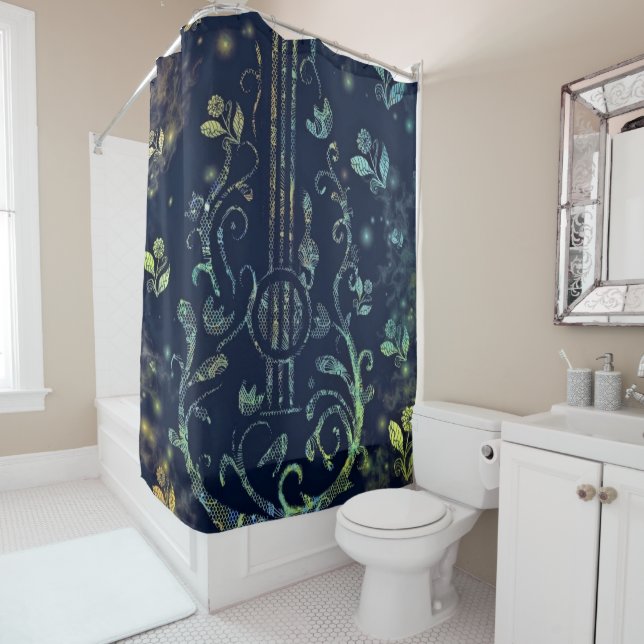 Flowers Guitar Shower Curtain (In Situ)