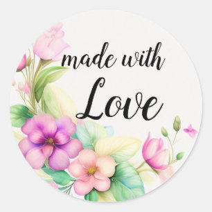 Flowers Half-rim watercolor drawing Classic Round Sticker