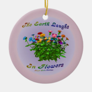 Flowers Happiness Inspirational Quote Ornament