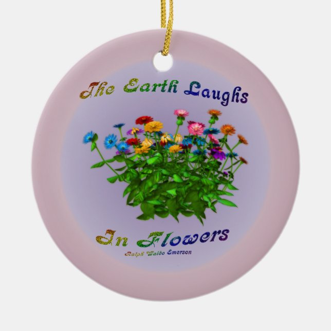 Flowers Happiness Inspirational Quote Ornament (Front)