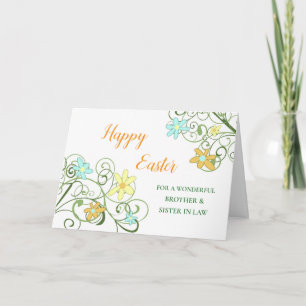 Flowers Happy Easter Brother Sister in Law Holiday Card