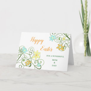 Flowers Happy Easter Mum and Dad Holiday Card