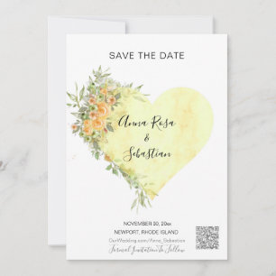 *~* Flowers Heart AR6 QR WEDDING SAVE the DATE Invitation