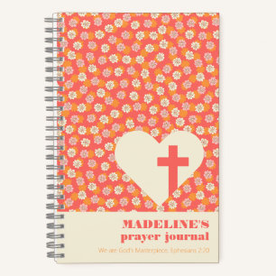 Flowers Heart & Cross Pink Women's Prayer Journal