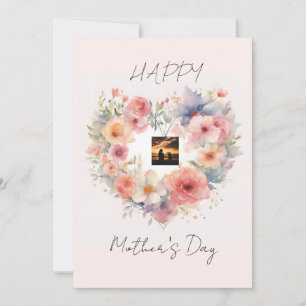 Flowers Heart Shape Happy Mother's Day Invitation