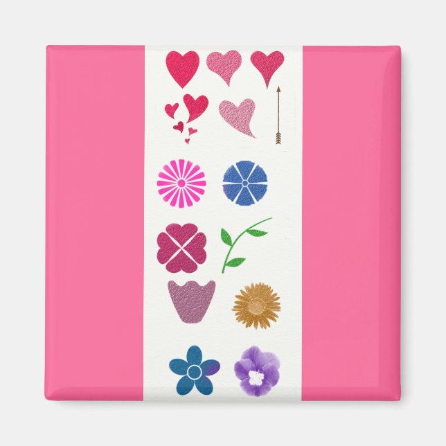 Flowers & Hearts Magnet (Front)