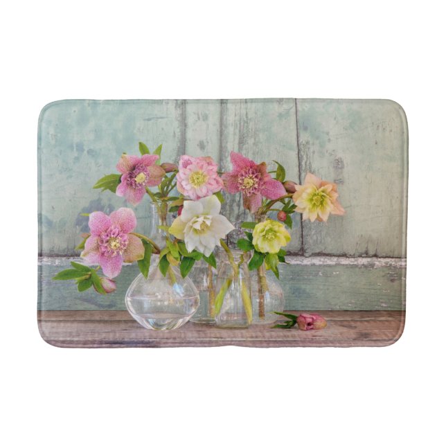 Flowers | Hellebores in Vases Bath Mat (Front)