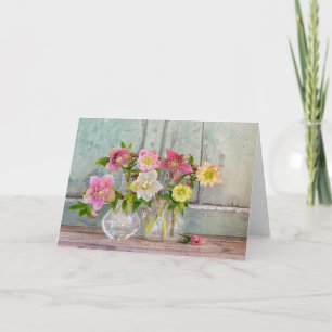 Flowers Hellebores in Vases Card