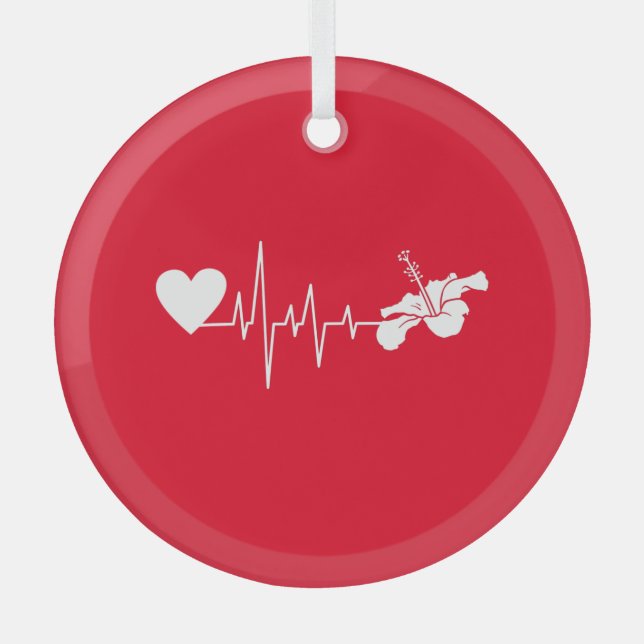 Flowers - Hibiscus Plant Glass Tree Decoration (Front)